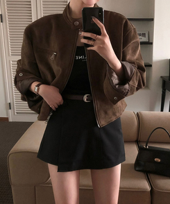 クロップルーズフィットジャケット BROWN