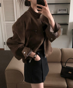 クロップルーズフィットジャケット BROWN