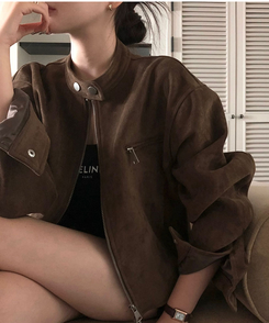 クロップルーズフィットジャケット BROWN