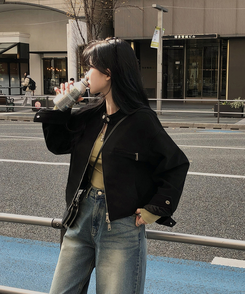 クロップルーズフィットジャケット BLACK