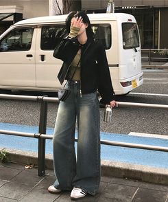 クロップルーズフィットジャケット BLACK