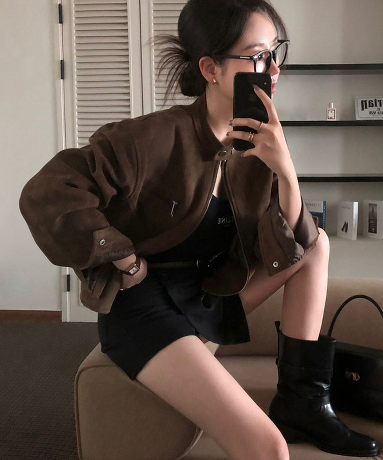 クロップルーズフィットジャケット BROWN