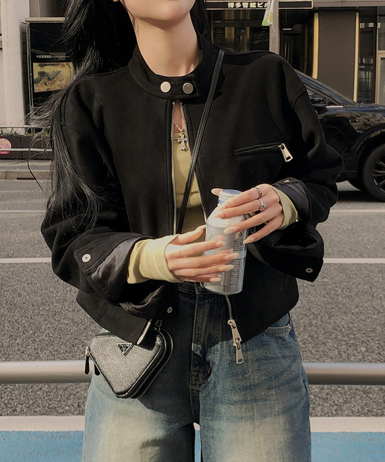 クロップルーズフィットジャケット BLACK