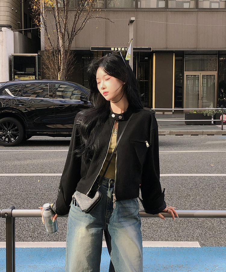 クロップルーズフィットジャケット BLACK