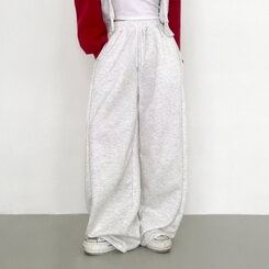 【丈別】ワイドピンタックバンディングパンツ MELANGE WHITE