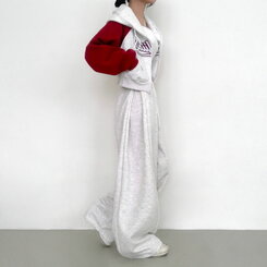 【丈別】ワイドピンタックバンディングパンツ MELANGE WHITE