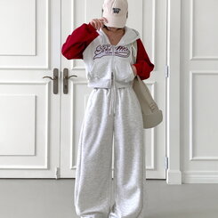 【丈別】ワイドピンタックバンディングパンツ MELANGE WHITE