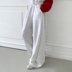 【丈別】ワイドピンタックバンディングパンツ MELANGE WHITE