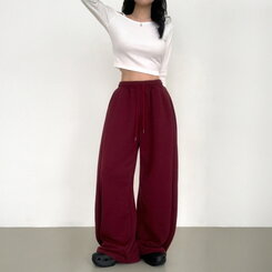 【丈別】ワイドピンタックバンディングパンツ BURGUNDY