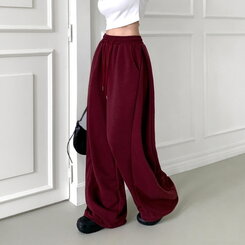 【丈別】ワイドピンタックバンディングパンツ BURGUNDY