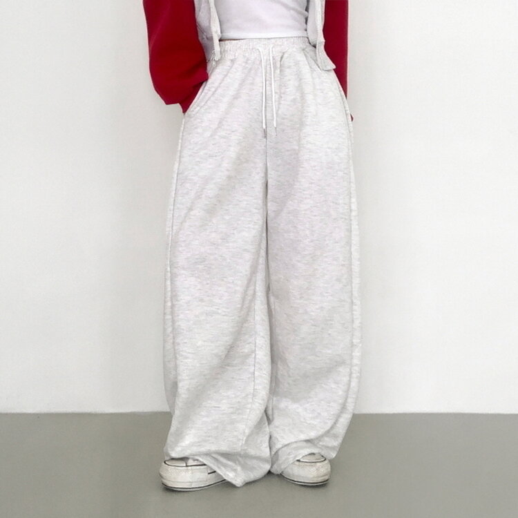 【丈別】ワイドピンタックバンディングパンツ MELANGE WHITE