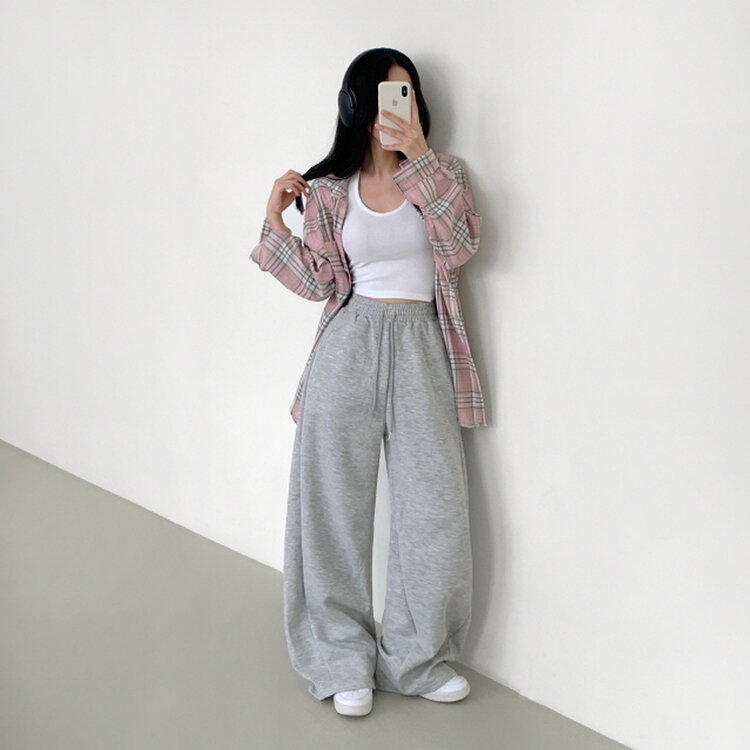 【丈別】ワイドピンタックバンディングパンツ GREY