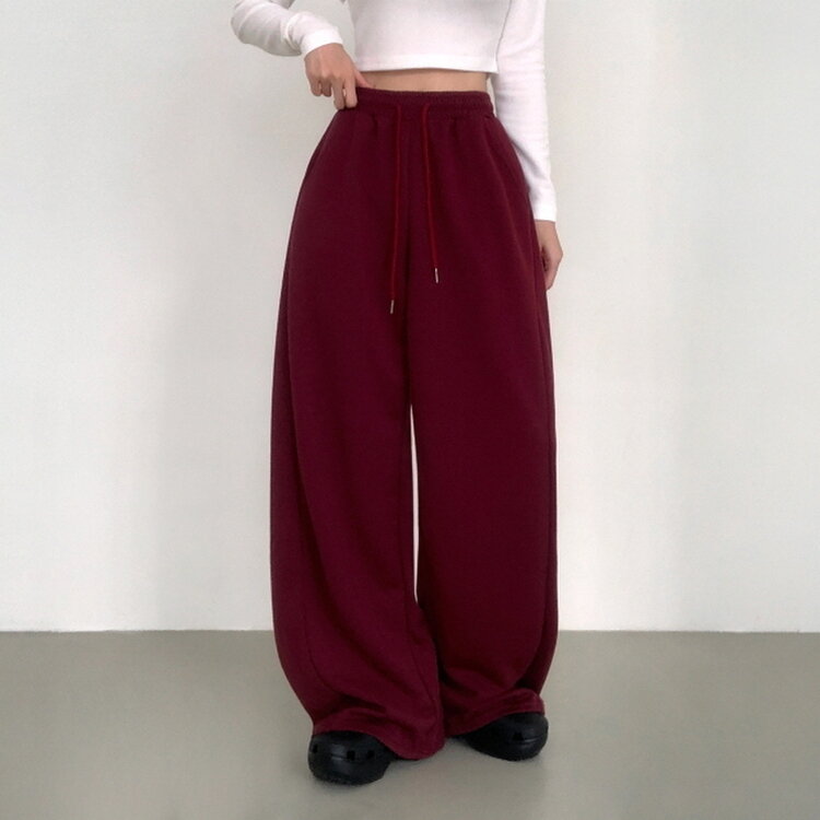 【丈別】ワイドピンタックバンディングパンツ BURGUNDY