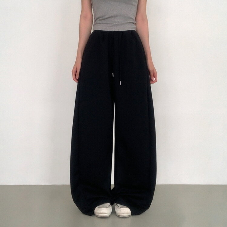 【丈別】ワイドピンタックバンディングパンツ BLACK