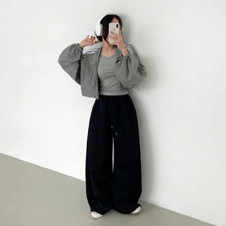 【丈別】ワイドピンタックバンディングパンツ BLACK