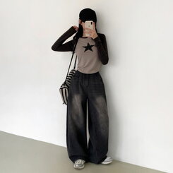 【丈別】ディープバルーンフィットヴィンテージデニム BLACK