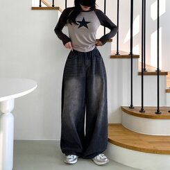 【丈別】ディープバルーンフィットヴィンテージデニム BLACK