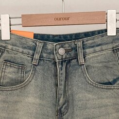 테브 옆핀턱 빈티지 워싱 데님 와이드 팬츠