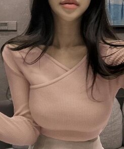 フェミニンラップ長袖ニット PINK