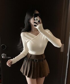 フェミニンラップ長袖ニット CREAM