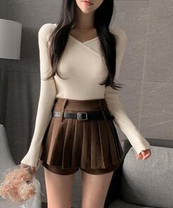 フェミニンラップ長袖ニット CREAM