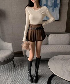 フェミニンラップ長袖ニット CREAM