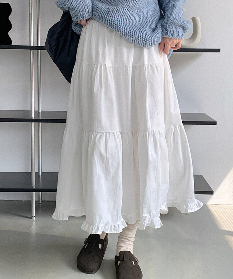 コットンティアードロングスカート IVORY