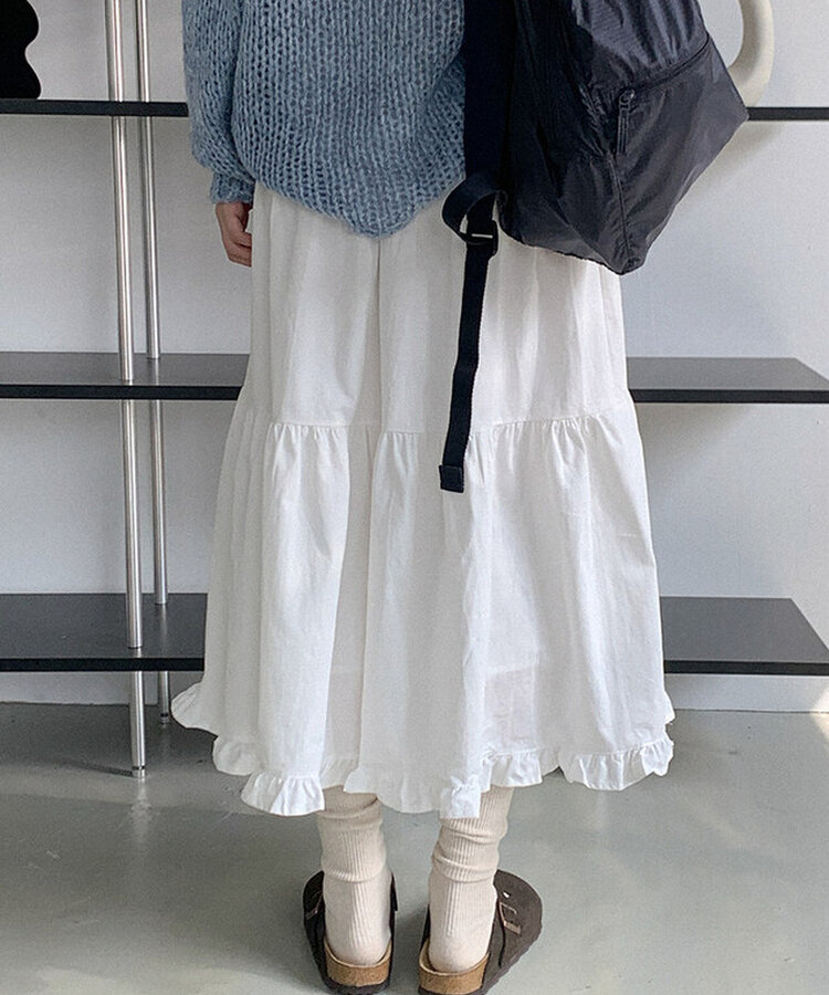 コットンティアードロングスカート IVORY