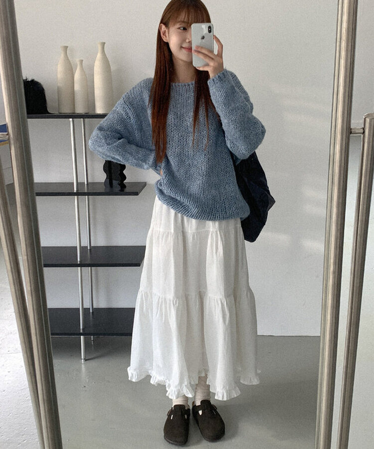 コットンティアードロングスカート IVORY