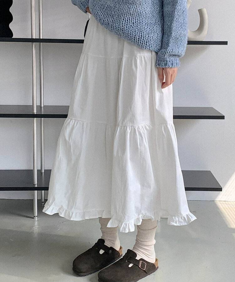 コットンティアードロングスカート IVORY