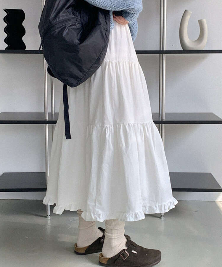 コットンティアードロングスカート IVORY