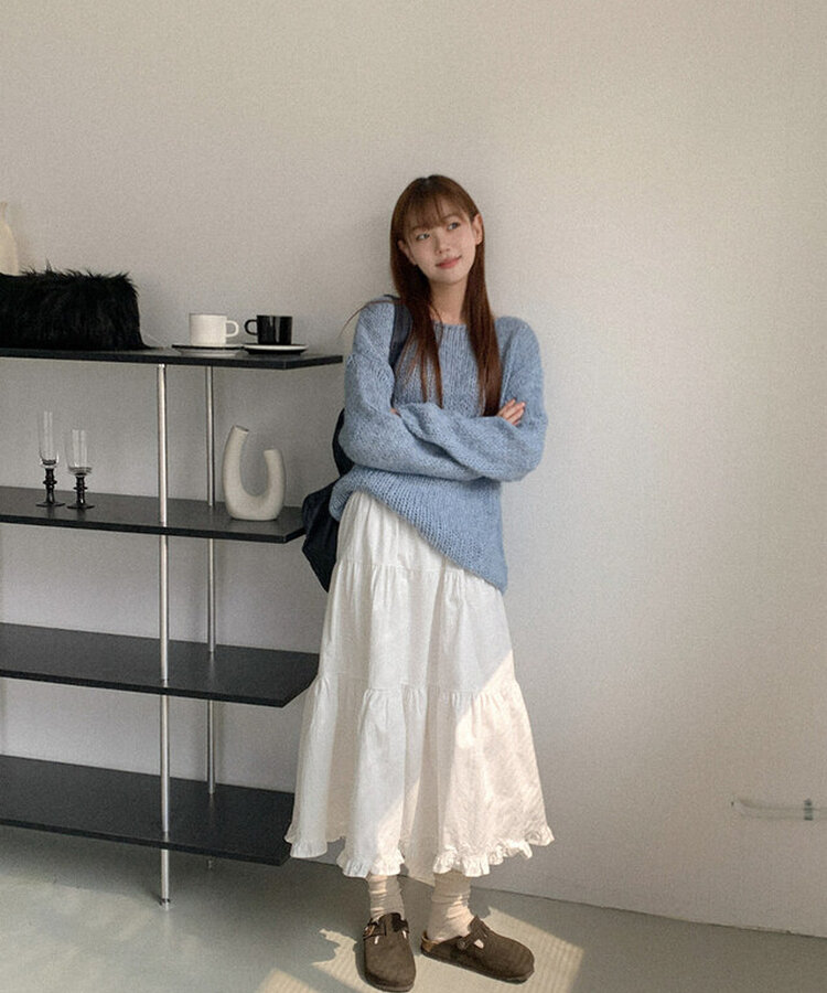コットンティアードロングスカート IVORY