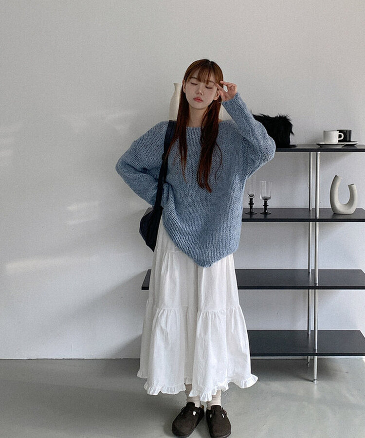 コットンティアードロングスカート IVORY