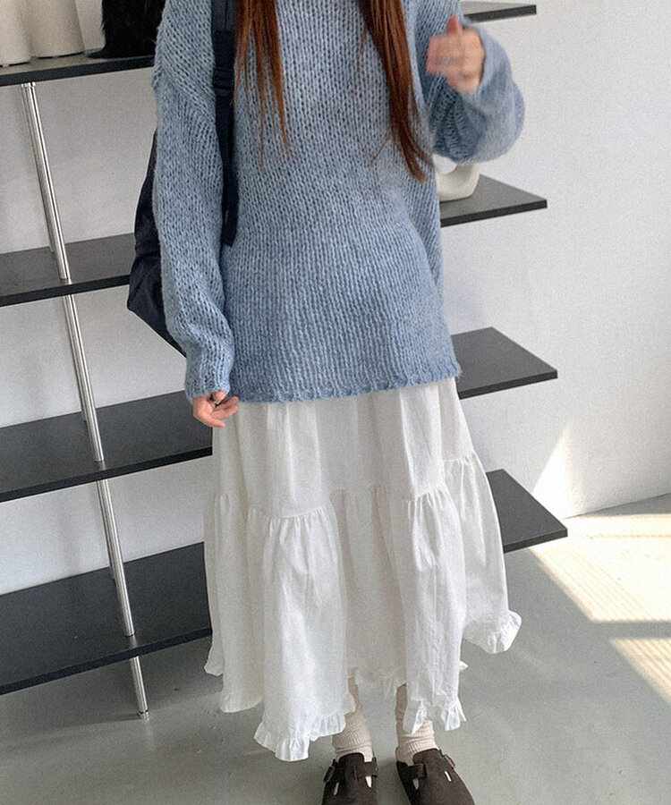 コットンティアードロングスカート IVORY