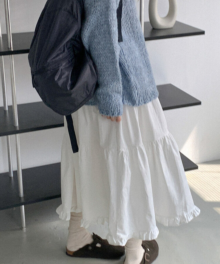コットンティアードロングスカート IVORY