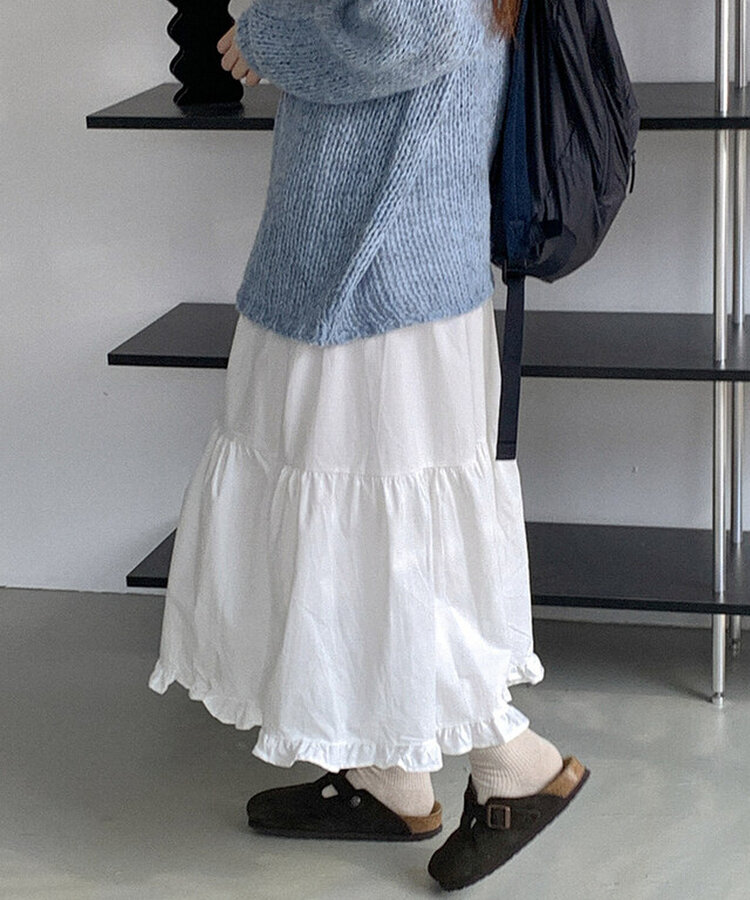 コットンティアードロングスカート IVORY