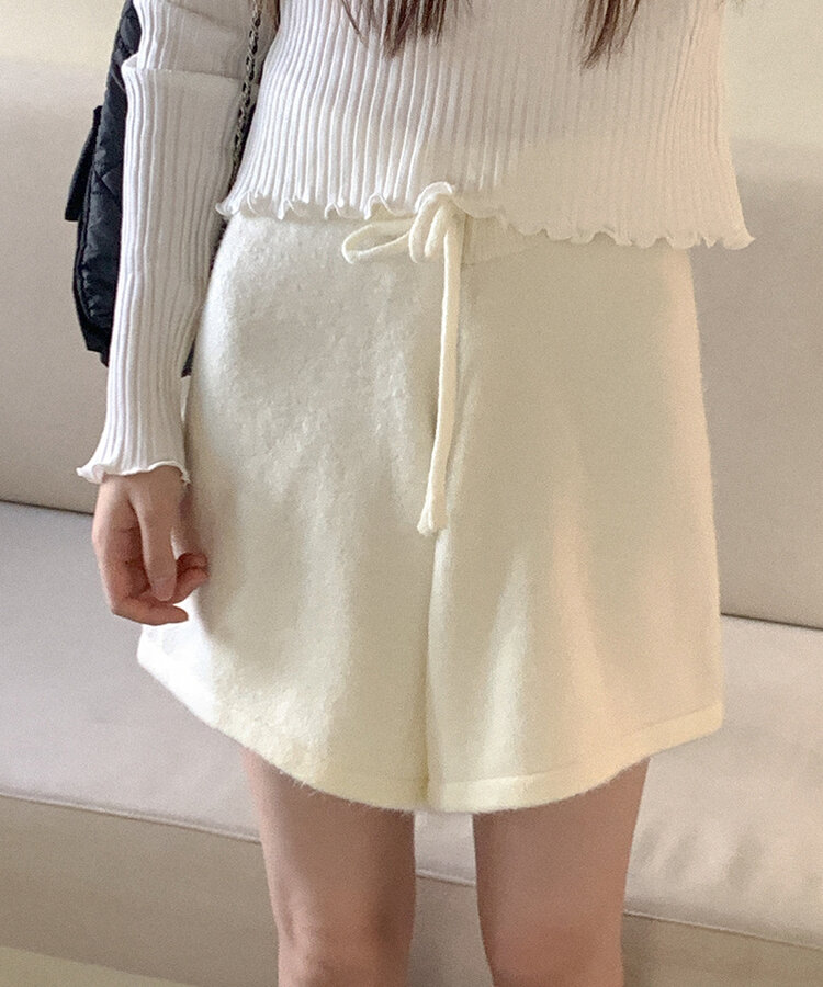 ショートパンツ ニットハーフパンツ IVORY
