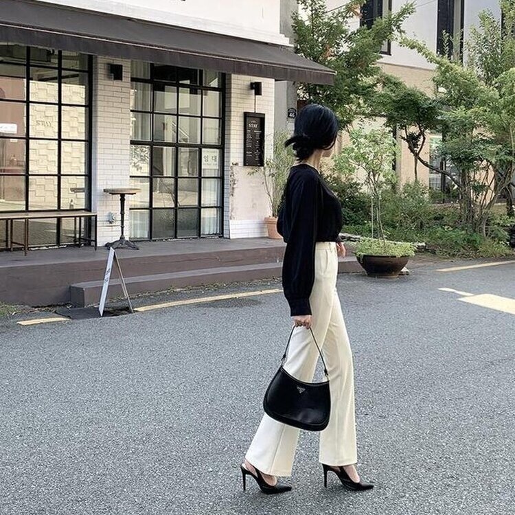 【丈別】スリムブーツカットスラックスパンツ IVORY