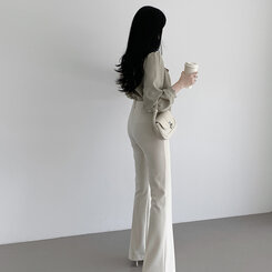 ブラウス ドレープタイ長袖ブラウス KHAKI