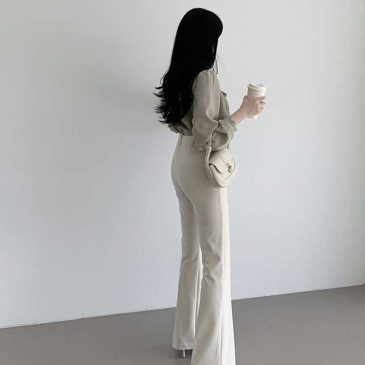 ドレープタイ長袖ブラウス KHAKI
