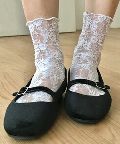 ベルベットフラットシューズ BLACK