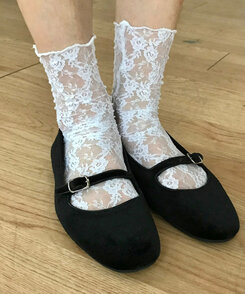 ベルベットフラットシューズ BLACK