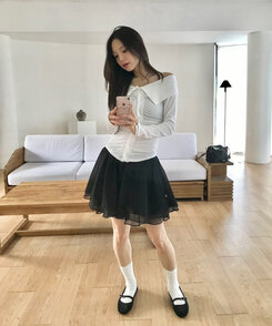 ベルベットフラットシューズ BLACK