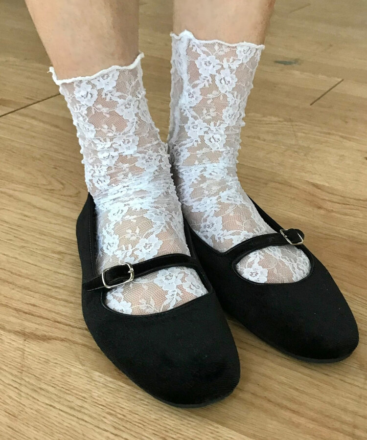 ベルベットフラットシューズ BLACK