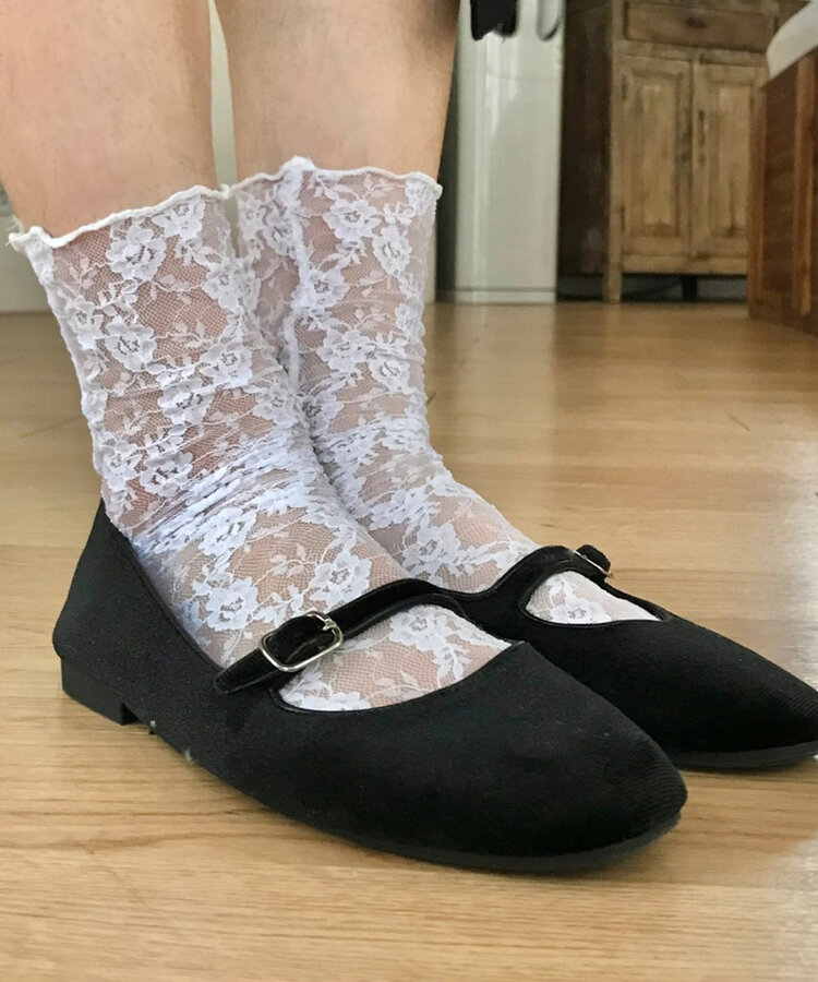 ベルベットフラットシューズ BLACK