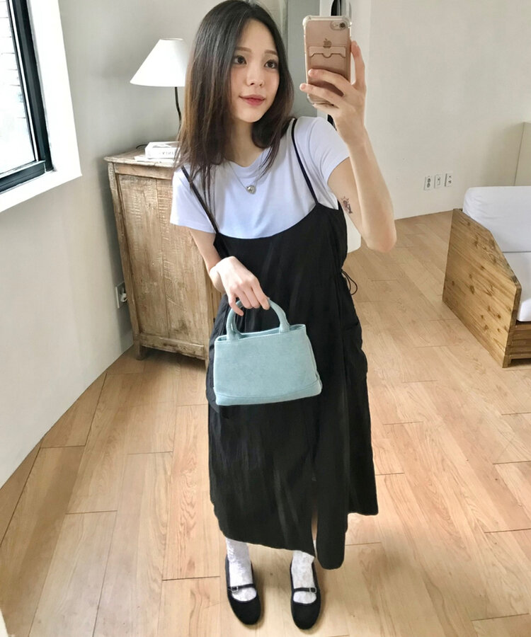 ベルベットフラットシューズ BLACK