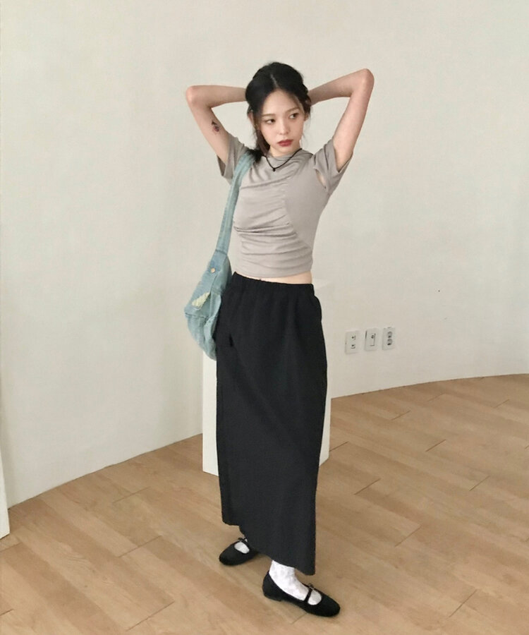 ベルベットフラットシューズ BLACK