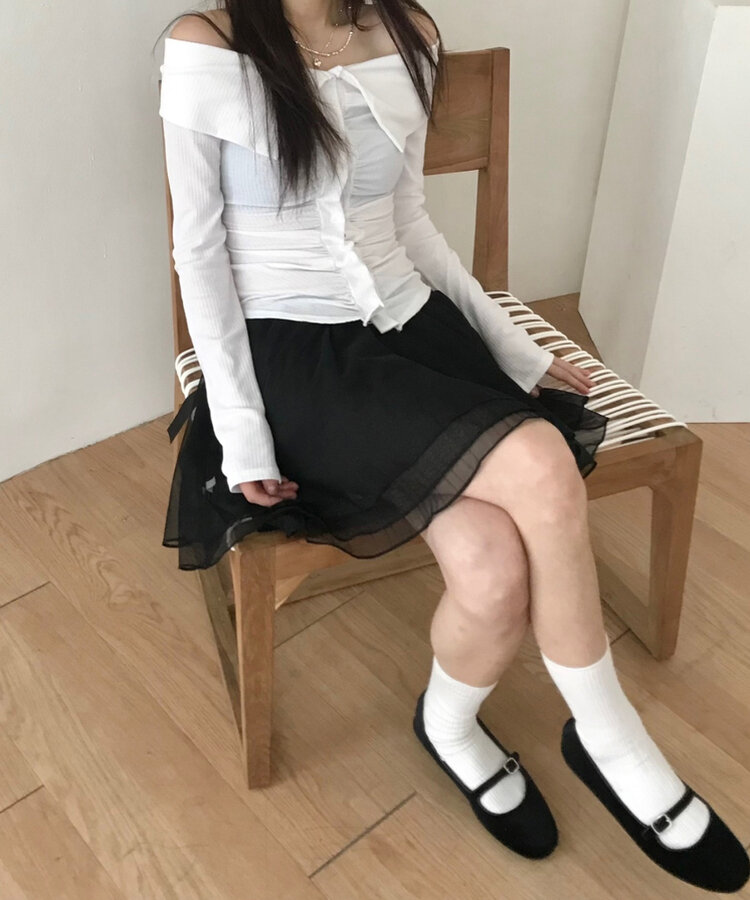 ベルベットフラットシューズ BLACK