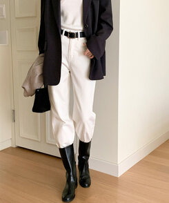 ファッション雑貨 ワイドバックルレザーベルト BLACK