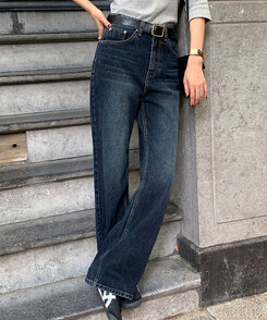 ファッション雑貨 ワイドバックルレザーベルト BLACK